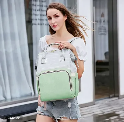 Designer Green Stripe Baby Diaper Bag Blue Maternity Backpack-thumb3