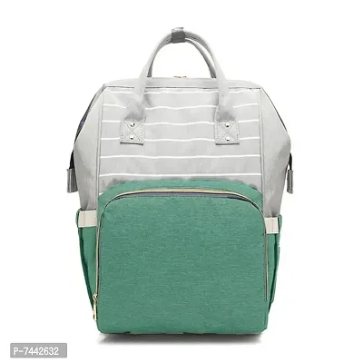 Designer Green Stripe Baby Diaper Bag Blue Maternity Backpack-thumb2