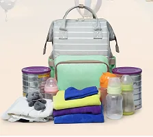 Designer Green Stripe Baby Diaper Bag Blue Maternity Backpack-thumb3
