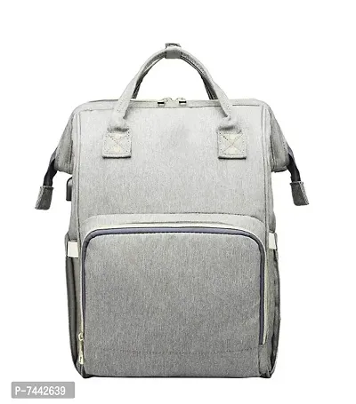 Designer Light Grey Baby Diaper Bag Maternity Backpack-thumb0