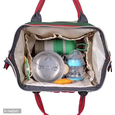 Designer Red / Beige Baby Diaper Bag Blue Maternity Backpack-thumb3