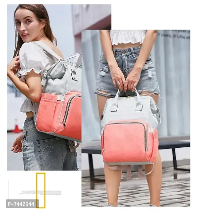 Designer Pink Stripe Baby Diaper Bag Blue Maternity Backpack-thumb5