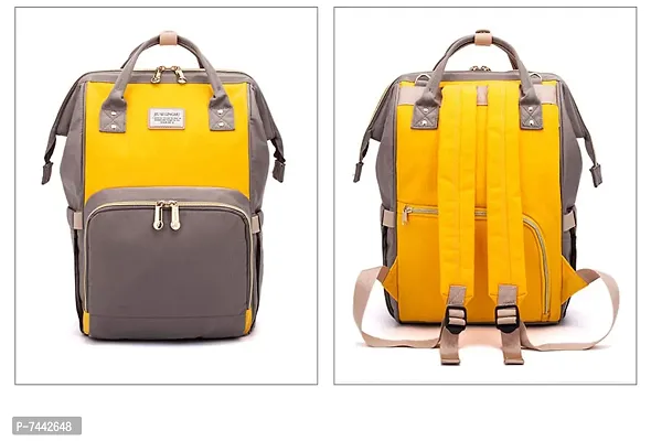 Designer Yellow / Grey Baby Diaper Bag Maternity Backpack-thumb3