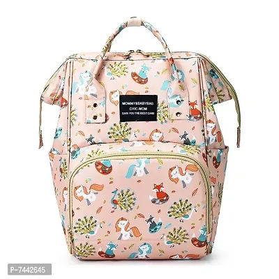 Designer Pink Fox Baby Diaper Bag Maternity Backpack-thumb0