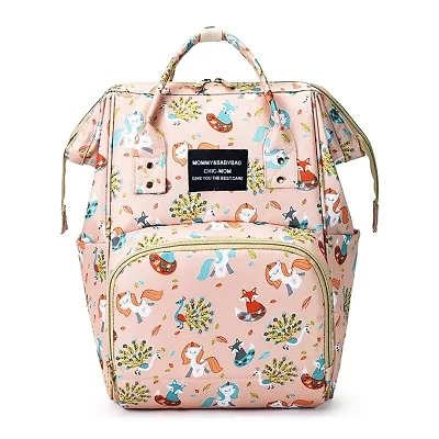 Designer Pink Fox Baby Diaper Bag Maternity Backpack