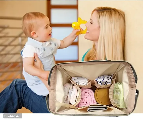 Designer Red / Beige Baby Diaper Bag Blue Maternity Backpack-thumb2
