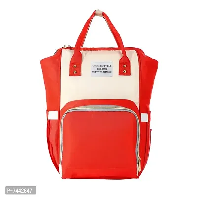 Designer Red / Beige Baby Diaper Bag Blue Maternity Backpack-thumb0