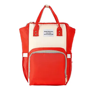 Designer Red / Beige Baby Diaper Bag Blue Maternity Backpack