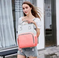 Designer Pink Stripe Baby Diaper Bag Blue Maternity Backpack-thumb3
