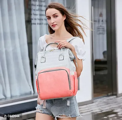 Designer Pink Stripe Baby Diaper Bag Blue Maternity Backpack-thumb4