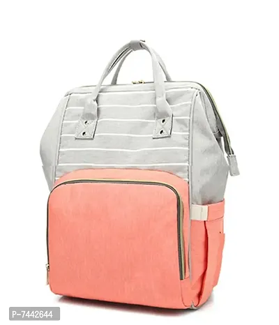 Designer Pink Stripe Baby Diaper Bag Blue Maternity Backpack-thumb0