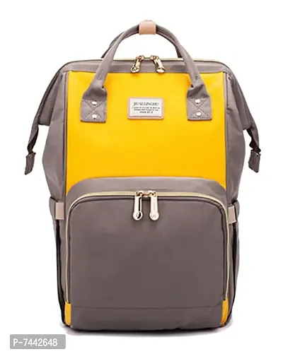 Designer Yellow / Grey Baby Diaper Bag Maternity Backpack