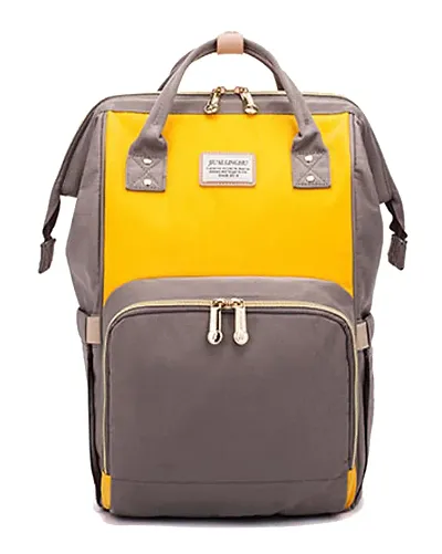 Designer Yellow / Grey Baby Diaper Bag Maternity Backpack