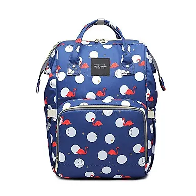 House of Quirk Baby Diaper Bag Maternity Backpack (Dark Blue Flamingo)