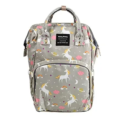 House of Quirk Baby Diaper Bag Maternity Backpack (Grey Unicorn)
