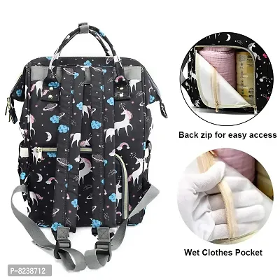 House of Quirk Baby Diaper Bag Maternity Backpack (Black Unicorn)-thumb3
