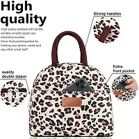 House of Quirk Insulated Reusable Lunch Bag Tote Bag for Women Printed Lunch Bag for School Picnic Office Outdoor Gym (Leopard)-thumb2