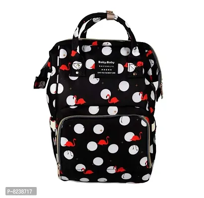 House of Quirk Baby Diaper Bag Maternity Backpack (Black Flamingo)