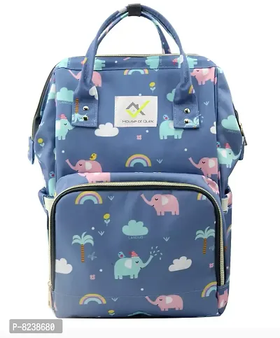 House of Quirk Baby Diaper Bag Maternity Backpack (Blue Elephant Printed)-thumb0