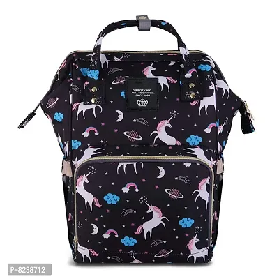 House of Quirk Baby Diaper Bag Maternity Backpack (Black Unicorn)-thumb0