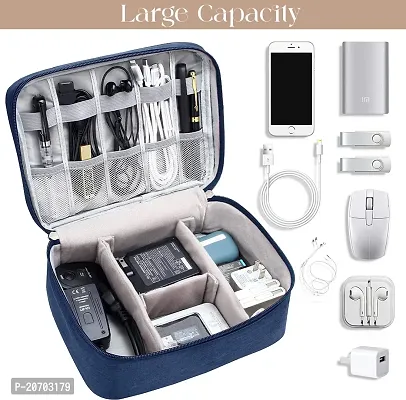 Electronics Accessories Organizer Bag, Universal Carry Travel Gadget Bag-Dark Blue-thumb2