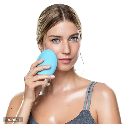 House of Quirk Mini Silicone Facial Cleansing Brush and Face Massager, Electric Face Brush for Gentle Deep Cleansing,IPX7 Waterproof and Rechargeable - Blue