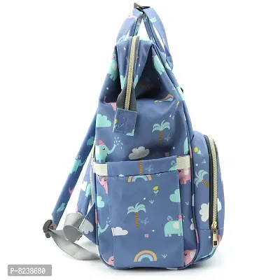 House of Quirk Baby Diaper Bag Maternity Backpack (Blue Elephant Printed)-thumb3