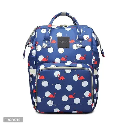 House of Quirk Baby Diaper Bag Maternity Backpack (Dark Blue Flamingo)-thumb0
