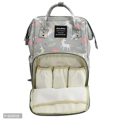 House of Quirk Baby Diaper Bag Maternity Backpack (Grey Unicorn)-thumb3