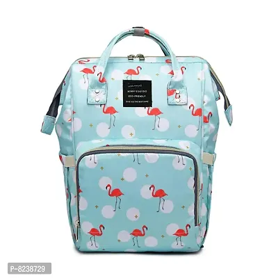 House of Quirk Baby Diaper Bag Maternity Backpack (Light Blue Flamingo)-thumb0