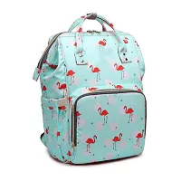 House of Quirk Baby Diaper Bag Maternity Backpack (Light Blue Flamingo)-thumb2