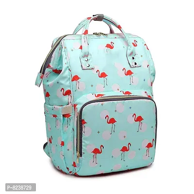 House of Quirk Baby Diaper Bag Maternity Backpack (Light Blue Flamingo)-thumb3