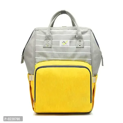 House of Quirk Baby Diaper Bag Blue Maternity Backpack (Yellow Stripe)-thumb2
