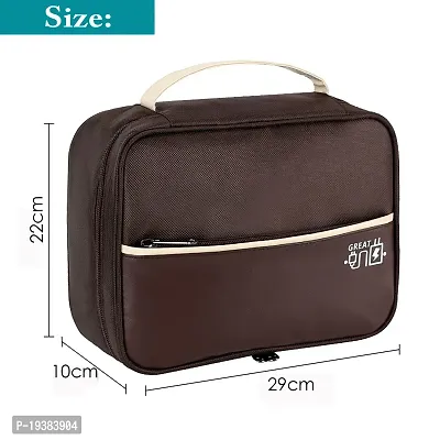 Electronics Travel Organizer,Double Layer Cable Bag(Brown)-thumb3