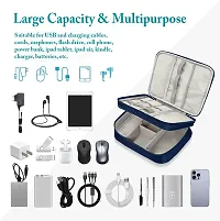 Electronics Travel Organizer,Double Layer Cable Bag(Navy Blue)-thumb4