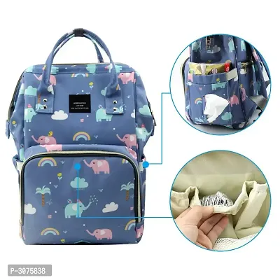 House of Quirk Baby Diaper Bag Maternity Backpack (Blue Elephant Printed)-thumb0