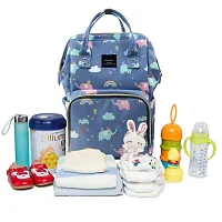 House of Quirk Baby Diaper Bag Maternity Backpack (Blue Elephant Printed)-thumb1