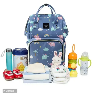 House of Quirk Baby Diaper Bag Maternity Backpack (Blue Elephant Printed)-thumb2