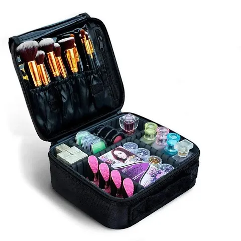 House of Quirk Makeup Cosmetic Storage Case with Adjustable Compartment -