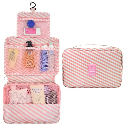 Hanging Travel Toiletry Bag Cosmetic Makeup Bag Organizer for Women and Girls - Stripes