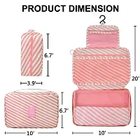 Hanging Travel Toiletry Bag Cosmetic Makeup Bag Organizer for Women and Girls - Pink Stripes-thumb3