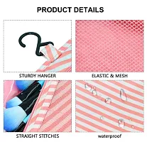 Hanging Travel Toiletry Bag Cosmetic Makeup Bag Organizer for Women and Girls - Pink Stripes-thumb1