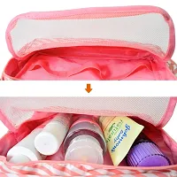 Hanging Travel Toiletry Bag Cosmetic Makeup Bag Organizer for Women and Girls - Pink Stripes-thumb2