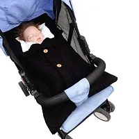 Newborn Baby Wrap Swaddle Button Blanket Soft Thick Fleece Knit Baby Girls Boys Stroller Wraps Sleeping Sack - Black-thumb1