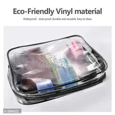 3 Pack Clear PVC Cosmetic Bags Travel Toiletry Bag Set Waterproof Zipper Packing Cubes Organizer-thumb3