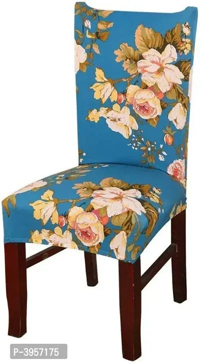 Elastic Chair Cover Stretch Removable Washable Short Dining Chair Cover Protector Seat Slipcover (1 pc) - Blue Flower