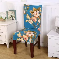 Elastic Chair Cover Stretch Removable Washable Short Dining Chair Cover Protector Seat Slipcover (1 pc) - Blue Flower-thumb2