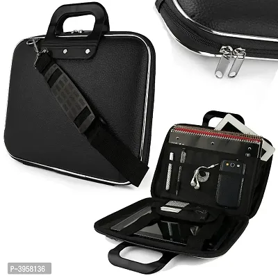 Briefcase Carrying Laptop Tab Ipad Mini Macbook Air Case With Removable Shoulder Strap For 15.6(Black)-thumb0