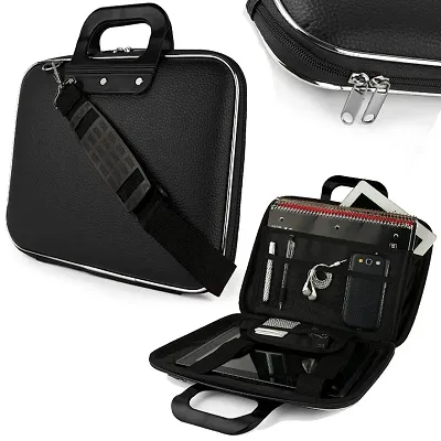 Briefcase Carrying Laptop Tab Ipad Mini Macbook Air Case With Removable Shoulder Strap For 15.6(Black)