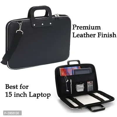 Briefcase Carrying Laptop Tab Ipad Mini Macbook Air Case With Removable Shoulder Strap For 15.6(Black)-thumb2